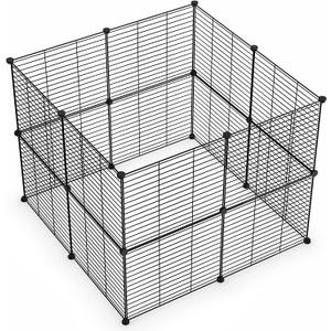 Small Animal Playpen, Guinea Pig Cages, Pet Playpen, Rabbit Cage,Small Animal Cage, Puppy Kitten Dog Playpen, Indoor Outdoor Portable Metal Wire Yard Fence,15 X 12 Inch, 16 Panels, Black.