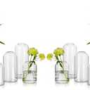 Glass Bud Vases for Flowers - Hewory Blown Modern Small Glass Vases for Centerpieces Set of 12, Mini Clear Bulk Flower Vases for Wedding Party Events Home Decor Floral Arrangement (Not Include Flower)