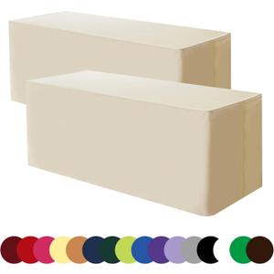 Tablecloth Ivory 6FT Tablecloth Fitted Table Covers for 6 Foot Rectangle Tables - Water Resistant Washable Fabric Polyester Table Clothes for Parties, Trade Show72L x 30W Inches