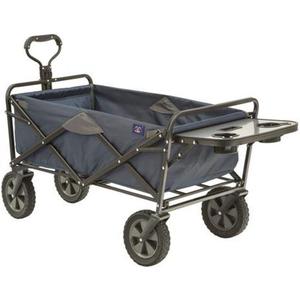 Mac Sports Heavy Duty Steel Frame Collapsible Folding 150 Pound Capacity Outdoor Garden Utility Wagon Yard Cart with Table and Cup Holders, Navy