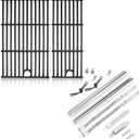 Grill Grates Kit for Char-Broil Performance 2 Burner 463630021 463655621 463655021 463655421 Replacement Parts for Charbroil 2 Burner Grill Cast Iron Cooking Grids Heat Plates Burner Tubes Igniter