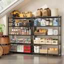 Storage Shelves, 5-Tier Metal Shelving Unit with Adjustable Feet, Shelf Organizer for Garage, Kitchen, Pantry and Closet Organization, 36.4" x 11.8" x 68.3", Black