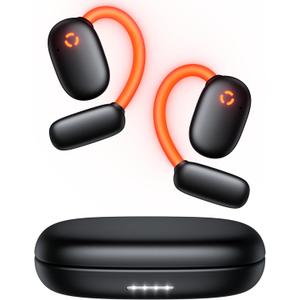 AI Translation Earbuds Real Time 80H Playtime 164 Languages Translator Ear Buds with Glowing Earhook Bluetooth Translating Headphones audifonos traductores ingls espaol for Travel Business Meeting (Black Orange)