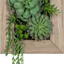 Fake Plants Succulents 3D Artificial Wall Hanging Plants Indoor Faux Succulent Arrangement in Wooden Planter for Home Farmhouse Kitchen Console Table Wall Decoration (Type#02)