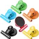 VNDUEEY 6 Pack Fridge Magnets Refrigerator Magnets, Magnetic Clips for Whiteboard, Magnet Clips for Kitchen Office Organizing & DecoratingAll Black OR Colorful Randomly Send