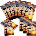 Party Greeting 120 Pcs Easter Church Bulletin Bulk Paper Jesus Has Risen Church Bulletins Religion School Study Supplies Jesus Worship Christian Inspiring Handouts for Bible Information (Cross Sunset)