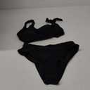 MOOSLOVER Women One Shoulder High Waisted Bikini Tie High Cut Two Piece Swimsuits (Small, Black)