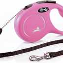 FLEXI New Classic Cord Retractable Dog Leash for Small Dogs up to 26 lbs. 16 ft., Pink | Tangle-Free Pet Walking Leash with One-Handed Brake, Pause, Lock|German Quality Product