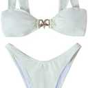 Milumia Women's Bikini Sets Two Piece Swimsuit Wide Strap Tie Back High Cut Starfish Bathing Suit, M