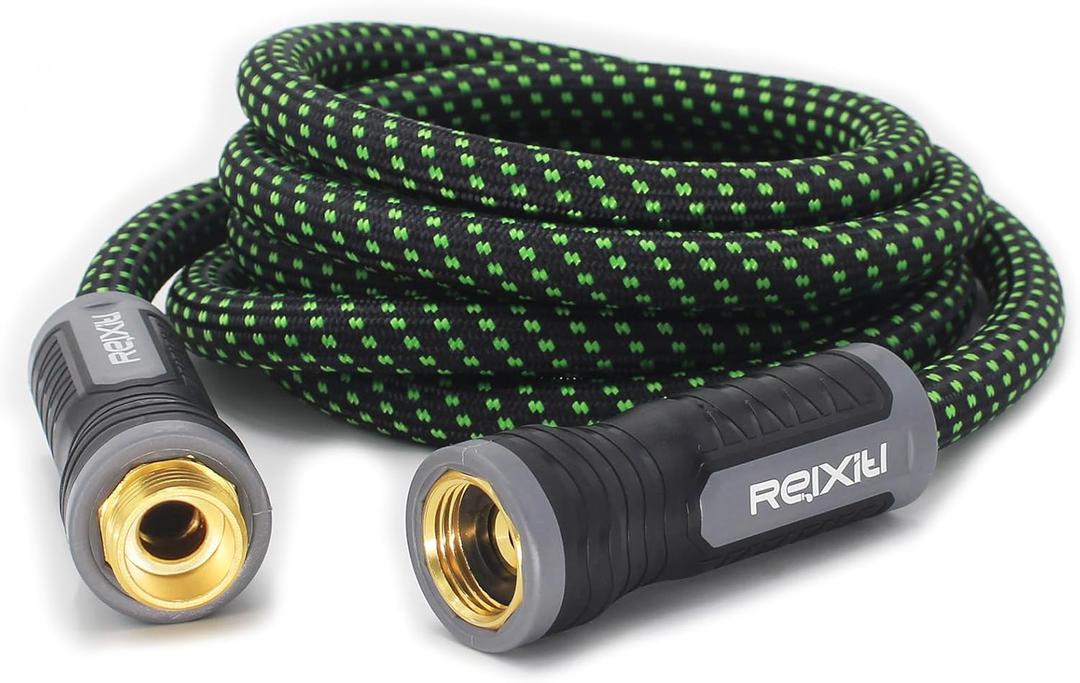 Relxitl Garden Hose 15ft, Heavy-Duty Non-Expandable Water Hose, Kink-Free 3-Layer Design, Lightweight, 3/ 4” Leak-Proof Connector for Car Washing, Outdoor Cleaning