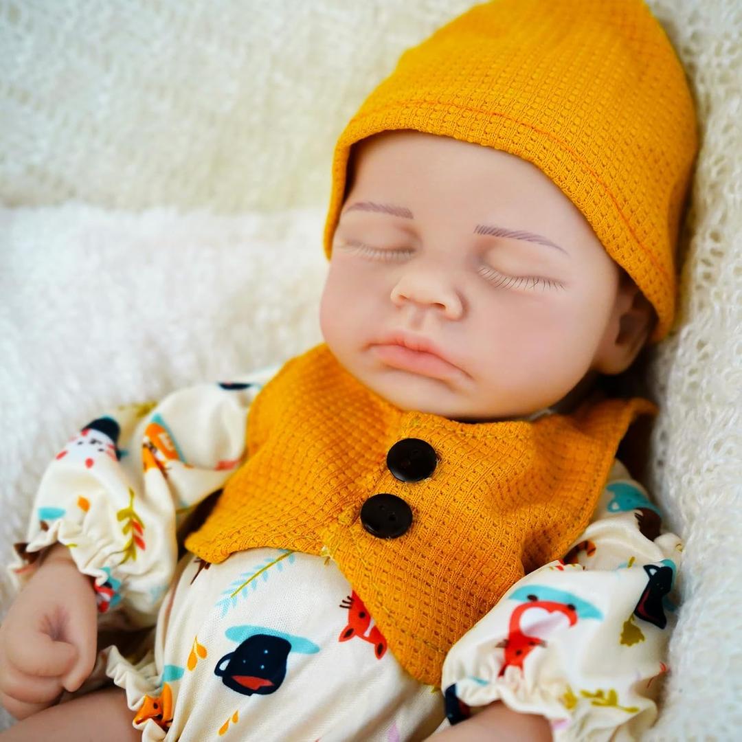 Reborn Baby Dolls That Lifelike -12 inch Full Body Silicone Sleeping Baby Girl Handmade Face Realistic Body Details for Children Gift (Abby-ivory White)