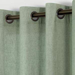 KOUFALL Light Green Curtains for Living Room 96 Inches Long, Sheer Grommet Linen Cottagecore Curtains Drapes, Pale Green (52"W x 96"L (Pack of 2))