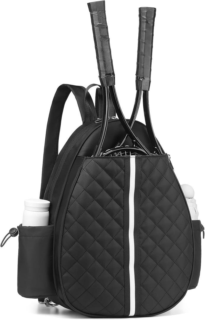 Tennis Bag, Convertible Sling Crossbody Backpack Waterproof Reversible Racket Bags for Women Men (Black)