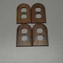 4 Pcs Walnut Wood Light Switch Cover Brown Outlet Covers Wall Plate Decorative Boho Plug Plate Vintage Rustic Contemporary Interior Room Home Decor (13 * 8.2cm,Arch Double Hole)