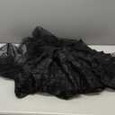 FURPHI Steampunk Tulle Bustle Skirt Gothic Black Tutu Dress with Drawstring Halloween Costume for Women