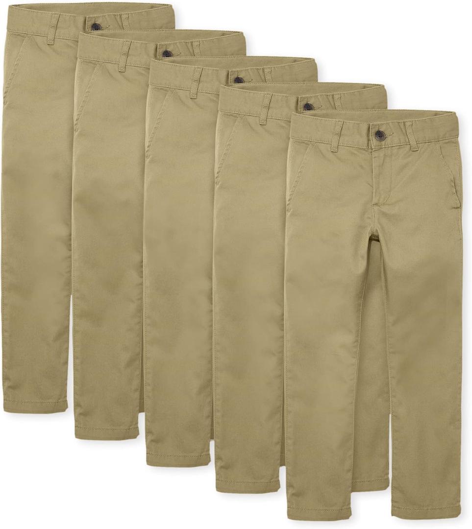The Children's Place Boys Stretch Skinny Chino Pants,Flax 3 Pack, size 4 skinny slim stretch