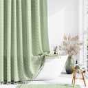 Dynamene Boho Farmhouse Shower Curtain, Sage Green Fabric Tufted Chevron Striped Textured Tassel Shower Curtains for Bathroom, Water Repellent, Minimalist Cloth Shower Curtain Set with Hook, 72x72
