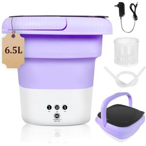 6.5L Folding Washing Machine,Portable Washing Machine,Small Washer with 3 Modes Deep Cleaning & Spin-dry,Easy to Carry,Suitable for Apartments, Dormitories, Camping, RV, Travel,Hotels-Purple