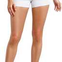 Hybrid & Company Womens Mid Rise Denim Stretchy Jean Shorts with Pockets (9, White)