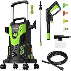 Upgraded 3000PSI Pressure Washer, 2.5GPM Portable Electric Power Washer with 360 Spinner Wheels, 4 Quick Connect Nozzles Foam Cannon for Car/Patio/Deck/Home Cleaning