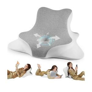 Reading Pillow for Bed, Lying, Leaning and Prone, Ergonomic Memory Foam Bed Wedge Pillow for Headboard, Chin & Back Support Pillows on Bedrest Couch Floor- Grey