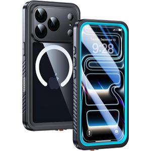 Lanhiem Magnetic for iPhone 17 Pro Case Waterproof, Built in Screen Protector & Camera Protection, [Compatible with MagSafe] Full Body Dustproof Heavy Duty Rugged Phone Case 6.3'' (Blue)