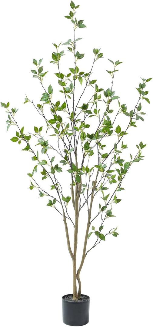 Bellacat 5ft Artificial Minimalist Citrus Tree with Lifelike Leaves, 60in Faux Citrus Tree with Realistic Trunks, Faux Tree Indoor Outdoor for Home Office Living Room Bedroom Porch Decor.