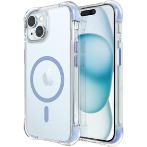 OTOFLY Compatible with iPhone 15 Case, Compatible with Magsafe, Magnetic Shockproof Bumper Cover, Non-Yellowing, Anti-Scratch Clear Back (Blue)