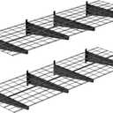 2-Pack 2x6ft Garage Wall Shelving, 24"x72" Shelf Storage Rack Floating Shelves Wall Mounted, Heavy Duty Storage Shelves, 800lbs Load Capacity, with 16 Hooks for Garage Organization, Black