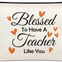 Sazuwu Teacher Gifts from Student Makeup Bag Teacher Appreciation Gifts Inspirational Cosmetic Organizer Travel Bag Thank You Retirement Birthday Present