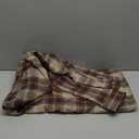 Men Fleece-Lined Button Shirt Flannel Plaid Warm Winter Casual Jacket with Flap Pockets (Large, Brown)