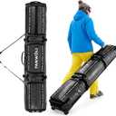 Fanwoli Ski Snowboard Bag with Wheels | Fully Padded Ski Bags for Air Travel | Fits 175-185cm Skis/Snowboard & US 13 Boots | 900D Waterproof TPU & Removable Shoulder Straps | Expandable & Foldable (Black)