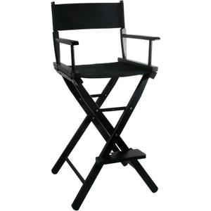 30'' Tall Directors Chair Folding Makeup Chair for Makeup Artist and Clients,Portable Footrest, Solid Hardwood, 250lbs Capacity, Black