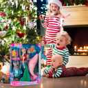 Yellow River Mermaid Princess Doll with Little Mermaid and Pink Dolphin Playset, Blonde Hair Mermaid Toys with Accessories, Gift for 3 to 7 Year Old Girls