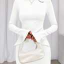 PRETTYGARDEN Womens Fall Long Sleeve Mini Dress 2025 Trendy Boat Neck Bodycon Knit Elegant Short Party Formal Dresses (White, M)