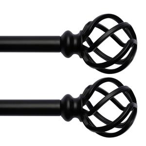 AlinaArt 2 Pack Decorative Window Curtain Rod with Brackets- Hollow Design 3/4'' Inch Pole, 48 to 84 Inch Adjustable Side Curtain Rod Antique Black
