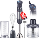 Mueller Multistick 5-in-1 Immersion Blender Handheld,12 Speed Hand Mixer-Turbo Boost,Heaviest Duty Copper Motor,Titanium reinforced Blades Hand Blender,Milk Frother Wand,Whisk,Beaker,Chopper,Grey