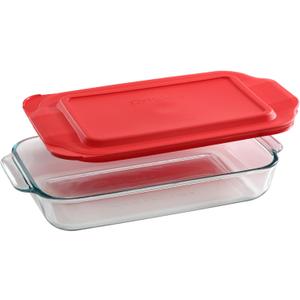 Pyrex Basics 2-Qt Glass Baking Dish with Lid, Tempered Glass Baking Dish with Large Handles, Non-Toxic, BPA-Free Lid, Dishwashwer, Microwave, Freezer and Pre-Heated Oven Safe