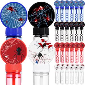 24 Pcs Spider Sticker Bubble Wands, Mini Spider Web Sticker Toys Bubbles for Party Favors Supplies, Goodie Bag Stuffers Gifts, Birthday, Outdoor Summer Toys, Prizes (Classic)