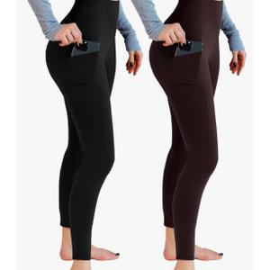 2 Pack Leggings with Pockets for Women, High Waisted Soft Leggings for Yoga Gym L-XL