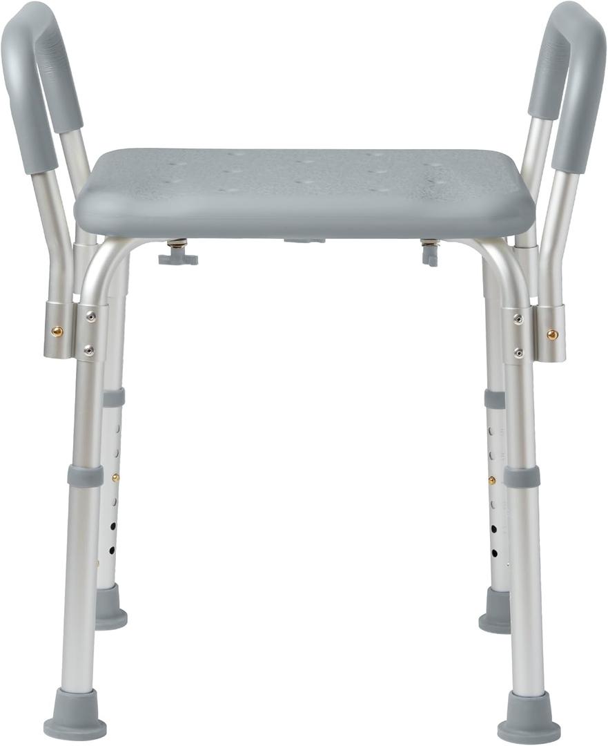 Medline Backless Shower Chair with Arms - 350 lb. Capacity, Bench, Stool, Seat for Elderly, Seniors Independent Adult and Disabled Adults