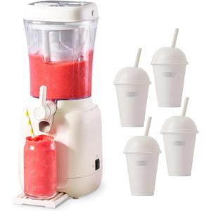 Dash Slushy & Frozen Drink Maker - Slushy Machine for Home, 32 Oz Countertop Frozen Drink Machine & Slushie Maker with Drip-Free Dispensing - Easy-Clean, Includes 4 Cups, Straws & Recipe Guide