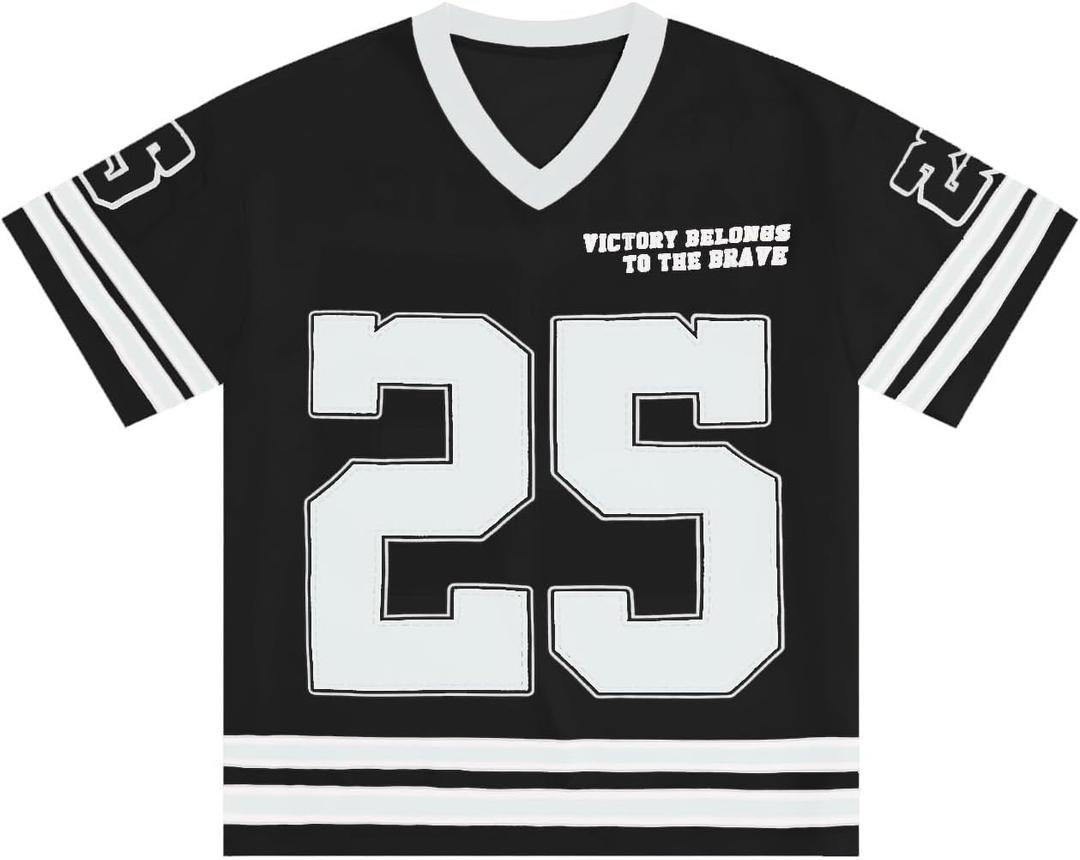 Men's Plus Size Jersey T-Shirts Number Graphic Tees Short Sleeve V Neck Tee Shirt (Purple)