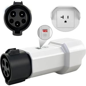 J1772 to NEMA 5-15/5-20 Adapter, Portable EV Charging Station Discharge Converter, EV Adapter Plug for Charging E-Bikes, Scooters and One-Wheel Electric Vehicles (with Display)