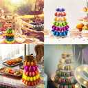 6 Tiers Round Macaron Tower Stand Plastic Transparent Cake Stand Macaron Display Rack Desserts Cupcake Holder Platter for Baby Shower, Birthday Party, Wedding, Party Decor