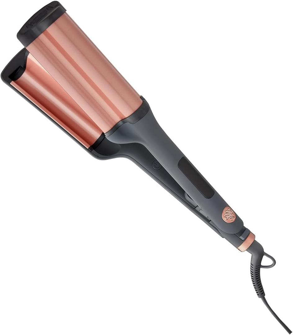 Hairitage 3 Barrel Curling Iron for Beach Waves and Curls - Ceramic Tourmaline Crimping Iron - Hair Waver for Mermaid Waves - Pink Barrel Curling Iron - Reduce Frizz + Increase Shine - All Hair Types