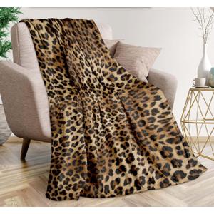 Cheetah Leopard Print Throw Blanket Ultra-Soft Cozy Leopard Decor Fleece Blankets Lightweight Cheetah Blanket for Couch Sofa Bedding Home Decor (50" L x 40" W, Leopard)