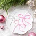 2 x 12 Pcs Pearl Bow Ornaments for Christmas Tree Pink and White Pearl Bows Hanging Decoration Coquette Bead Bowknot Tree Topper Decor for Xmas Wreaths Garland Cake Bouquets Gift Wedding Birthday