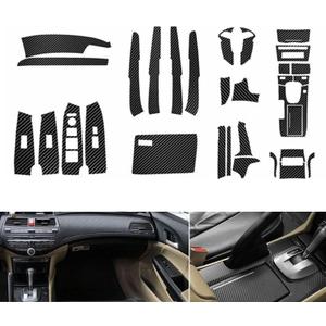 FZJDSD 29pcs Carbon Fiber Style Decor Interior Kit Cover Trim Center Console Door Window Control Panel Cover Molded Door Lock Switch Trim Compatible with Honda Accord 2008 2009 2010 2011 2012