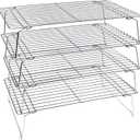 KITCHENATICS 4-Tier Stackable Cooling Racks for Baking, 100% Stainless Steel Wire Rack, Oven Safe Baking Rack, Oven Rack for Pizza, Cake, Bread, Cooling Rack for Cooking and Baking, Cookie Rack 15x10